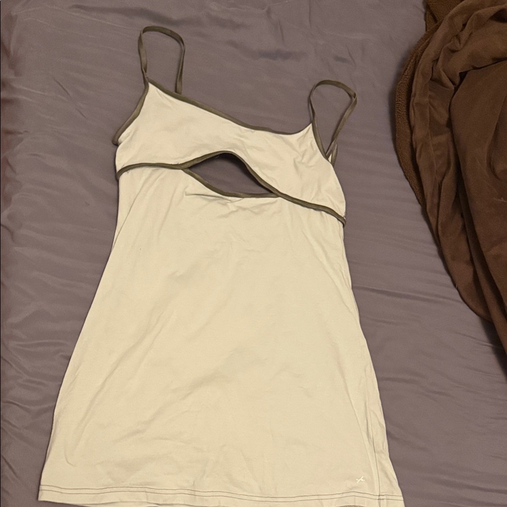 Urban Outfitters Cream Dress with Olive Accents